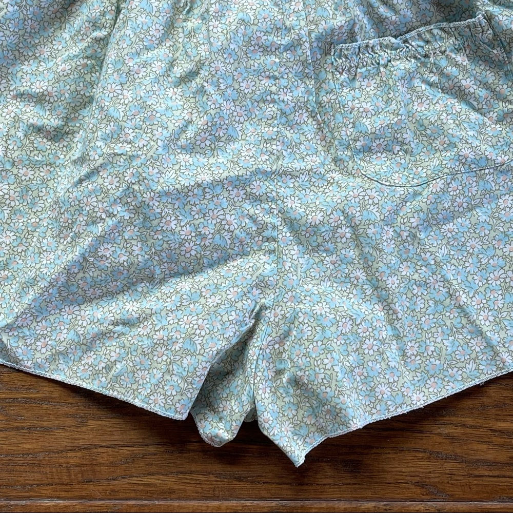 GAP green pajama shorts w/pink & blue floral pattern 100% cotton size SP - Picture 9 of 12